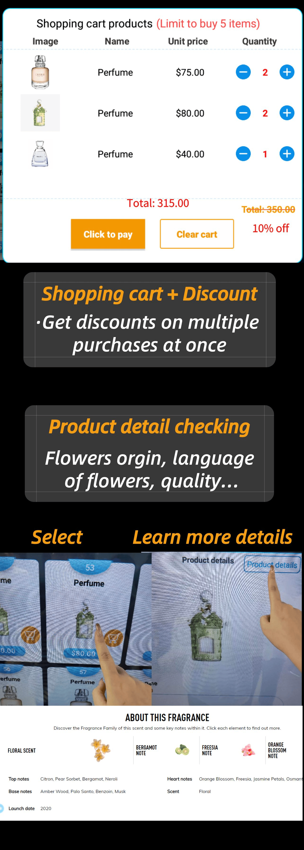 Perfume Smart Vending Machine with 55 Inch Touvh Screen