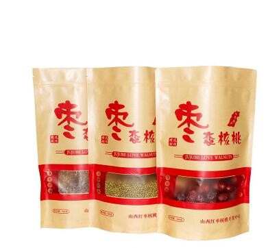 Stand Up k Packaging Brown Or White Small Kraft Paper Bag With Clear Window