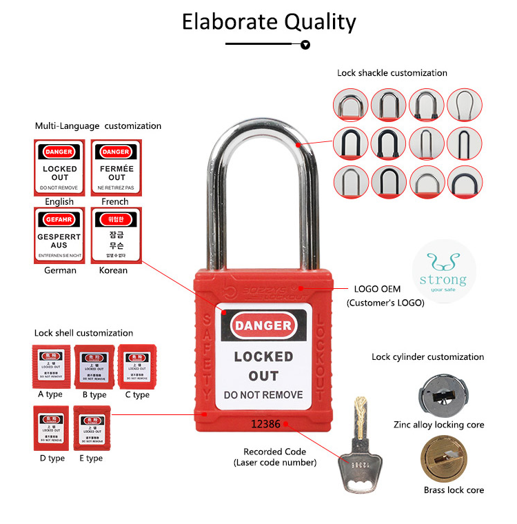 76MM Steel Shackle Safety Lockout Padlocks ISO9001 Certification For Industrial Safety