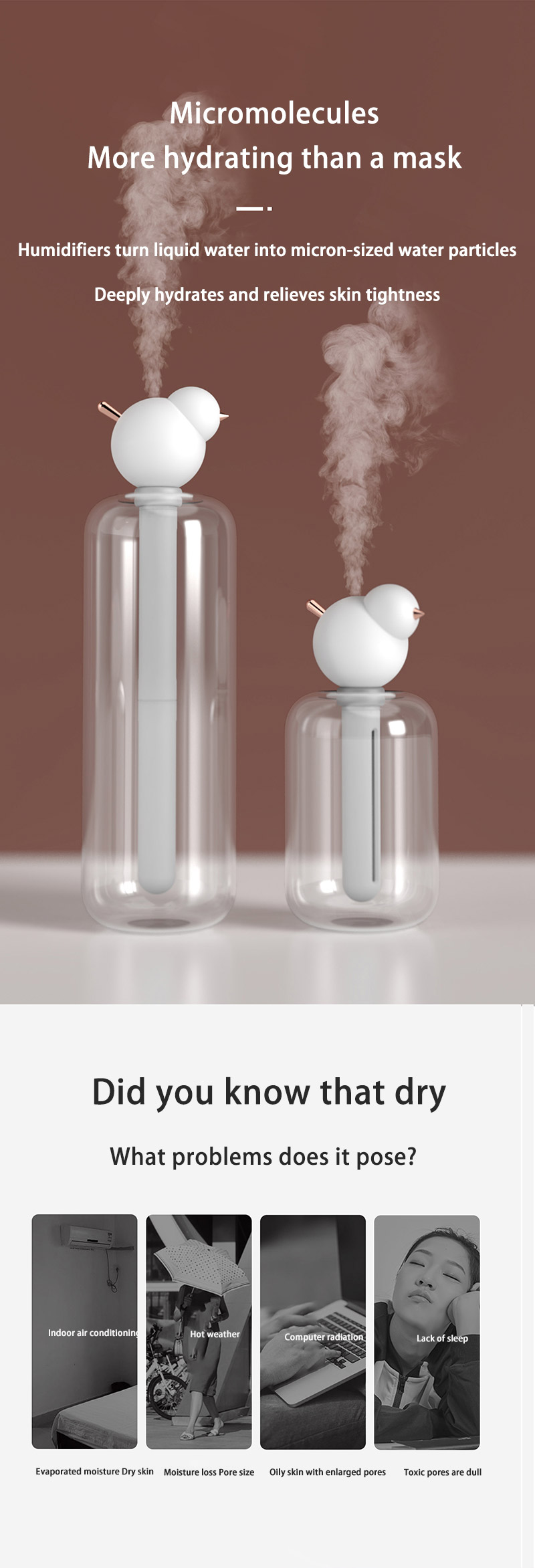 Creative Bird Humidifier USB Portable Water Replenishing Air Humidifier, Suitable For Home Use Birdie Humidifier Aroma D