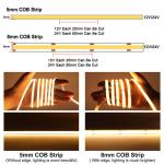 8mm 320leds Red Flexible COB Led Strip Light for Cabinet Bedroom Kitchen