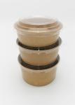 750ML Disposable Brown Kraft disposable Paper Salad Bowl With PET Lid