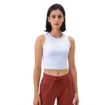 Women Raised Round Neck Yoga Sports Bras Push Up Shockproof Crop Tank Top