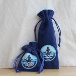 Navy Blue Crystal Stone Hot Stamping Logo Jewelry Velvet Bags