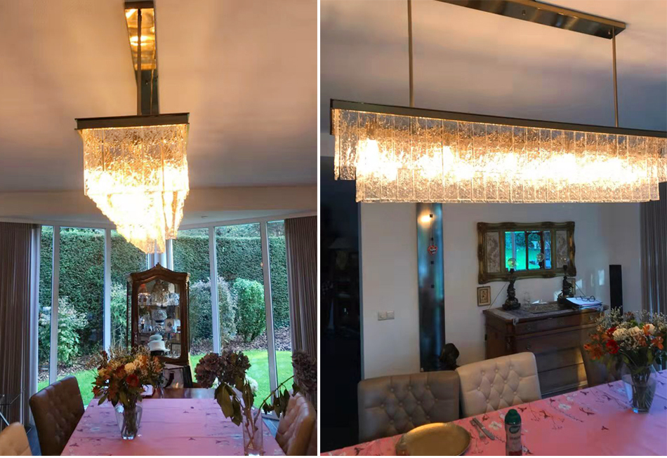 Rectangle Kitchen Chandeliers Frosted Glass Lamp Living Room Bar european chandelier(WH-CY-197)