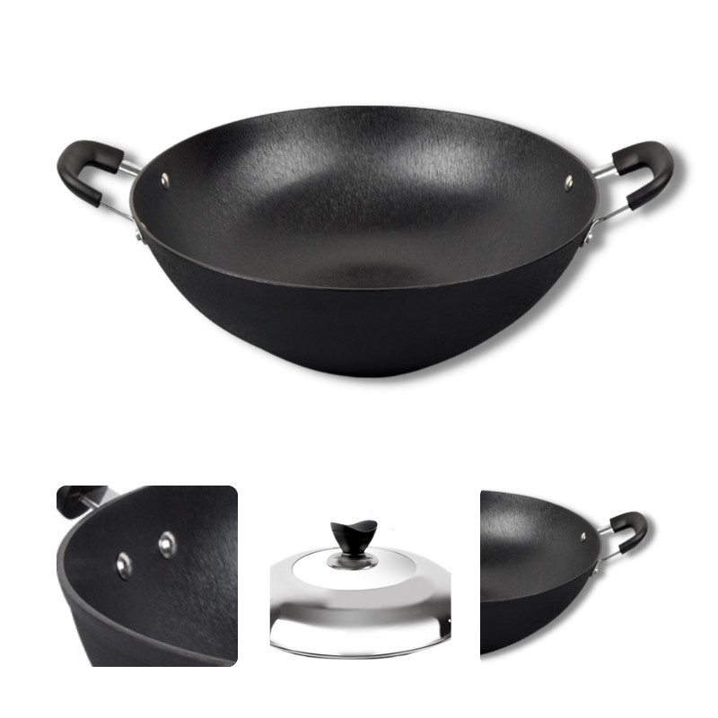 40/42cm Chinese Wok Pan Large Bottom For Easy Cooking BSCI/SGS