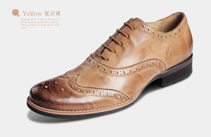Soft Mens Leather Casual Shoes Comfortable \ Durable Lace Up Brogue Shoes