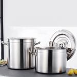 Amazon Hot Selling Flat Bottom Soup Pot Stainless Steel Heavy Duty Cooking Pot