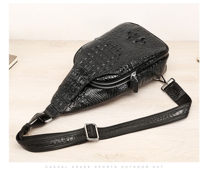 Exotic Crocodile Skin Men's Chest Bag Authentic Genuine Alligator Leather Male Messenger Bag Crossbody Shoulder Bag