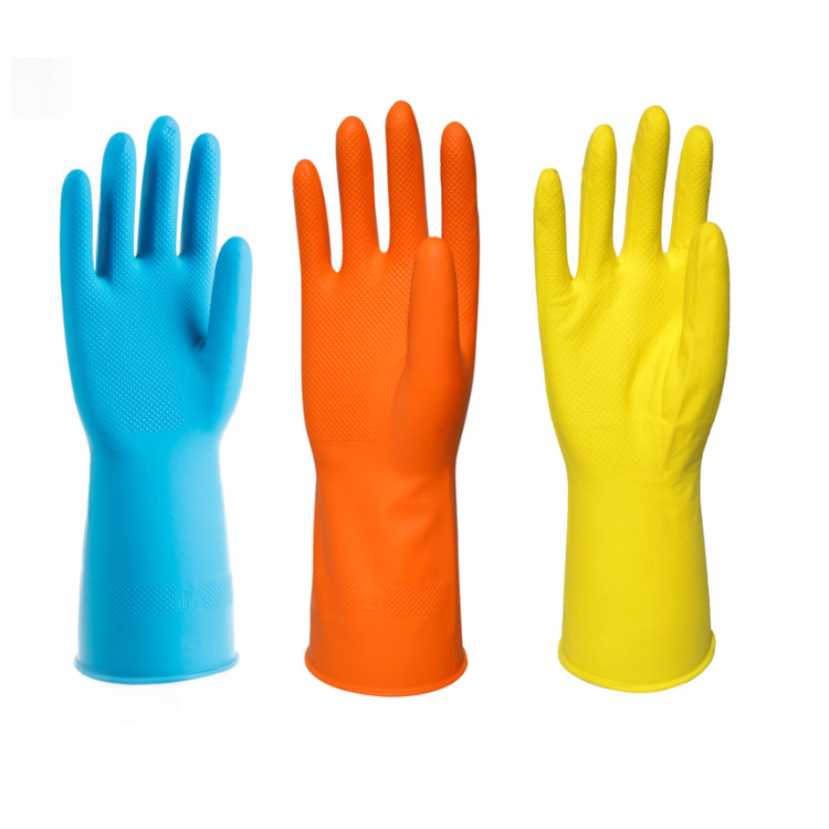 Heavy Weight Dip Flocklined Latex Household Cleaning Gloves for Restarant
