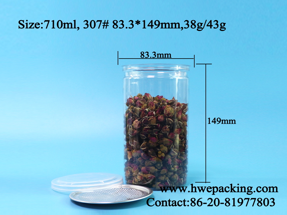 Organic Pistachios 710ml Fishskin Clear Plastic Cans With PE Cap