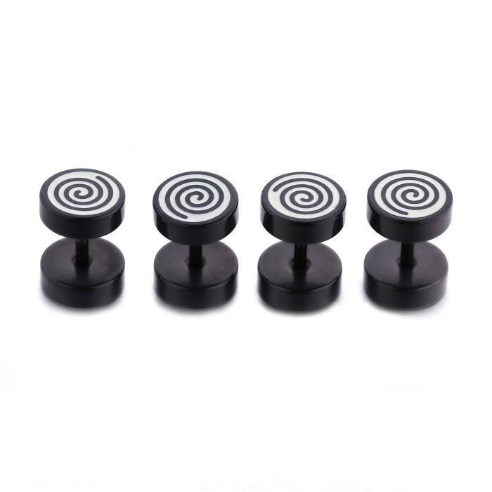 High quality body piercing jewelry black circle stud earrings manufacturer