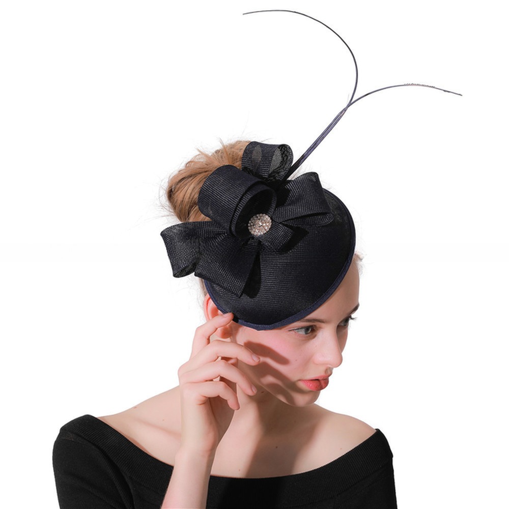 15x30cm Sinamay Base And Feather Fascinator Hat With Dyed Pattern Handmade