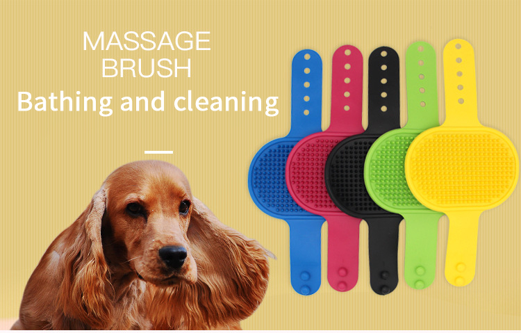 Portable Yellow Puppy Bath Brush TPR Bath And Brush Dog Grooming