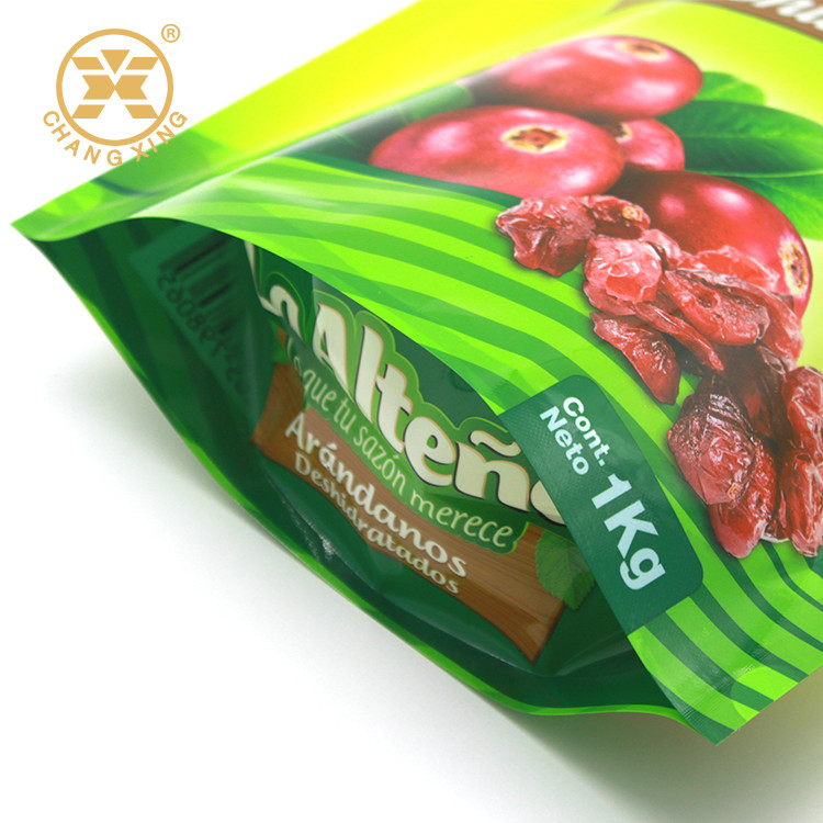 Plastic Custom Printed Stand Up Spot UV Coating Flat Bottom Pouch For Snack