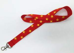 Quality Fashionable Red Silk Screen Lanyards Heat Transfer Lanyard With Yellow Stars wholesale