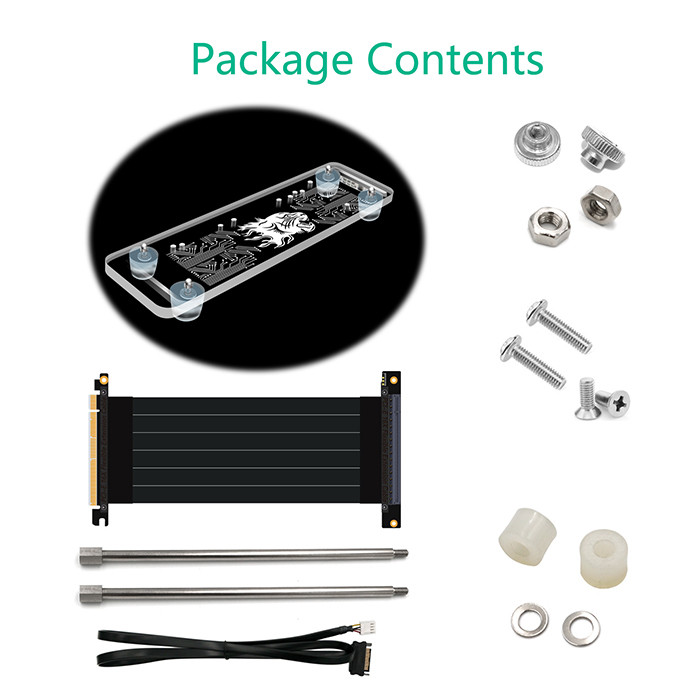 PCI- E 3.0 16X Graphics Card Vertical Kickstand With RGB LED Light And PCI-E Extension Cabl