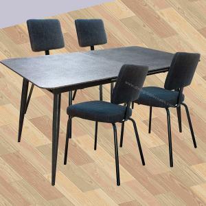 Quality Tempered Glass Stone Look Dining Table Extension Type Grey Top Moka Leg wholesale
