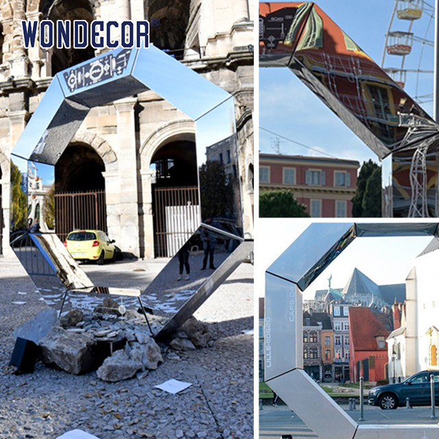 Light Show Stainless Steel Sculpture Octagonal Geometry Customized
