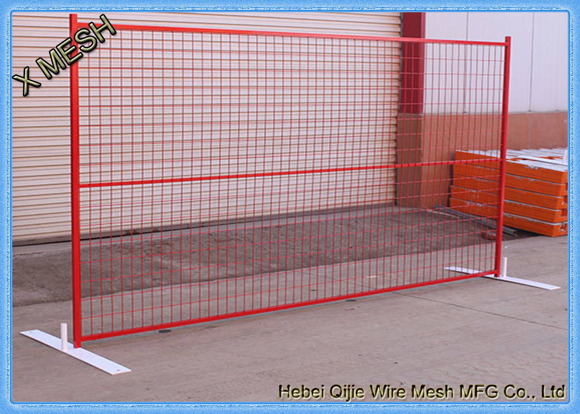 PVC Coated Portable Temporary Metal Fence Panels With Steel Feet 6' X 8' Size
