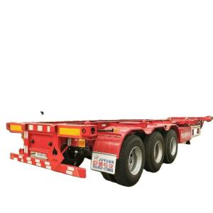 Quality Madagascar Flatbed 3 Axles Container Shipping Tandem Skeleton Semi Trailer for Truck wholesale