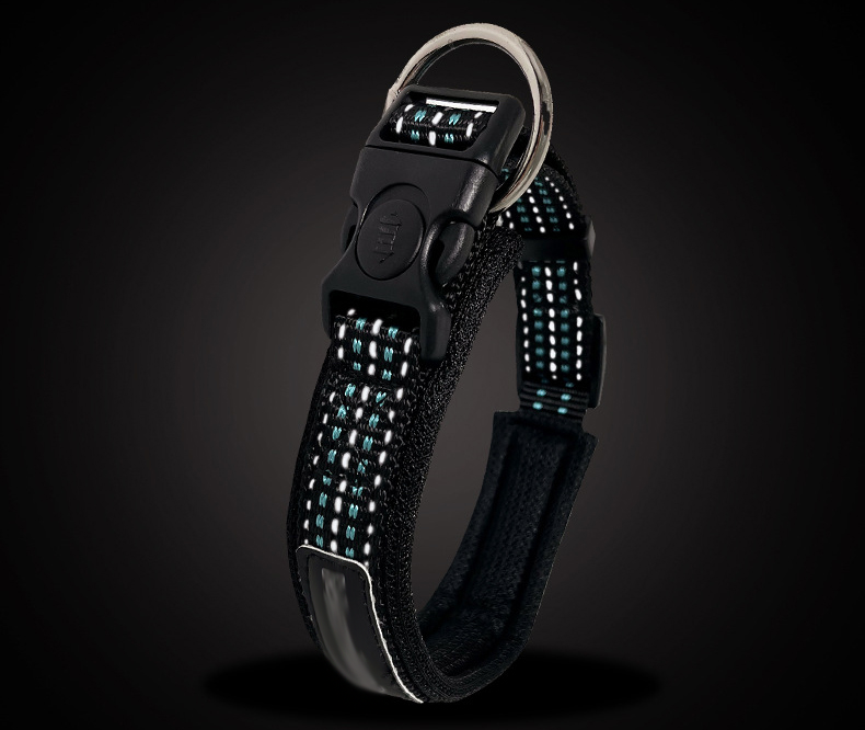 Black Flashing Luminous Dog Collar Custom S M L LED Light Up Dog Collar