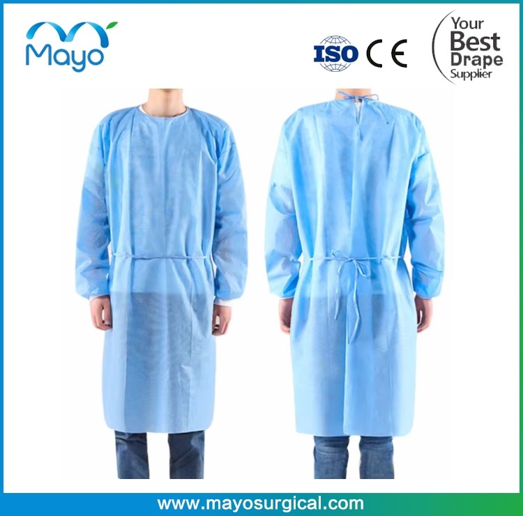 AAMI Level 3 Disposable Isolation Gown PE Coated Long Sleeves With Cuff Medical Gown