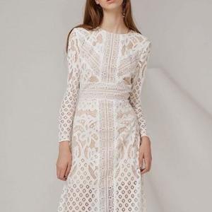 Quality Lyocell Twill 100 Tencel Fabric Women Long Sleeves Midi Dress 100cm Length wholesale