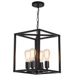 Industrial Metal Lantern Chandeliers 4-Light Adjustable Height Farmhouse
