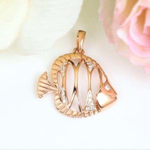 Quality 18K Rose Gold Lovely Fish Charm Pendant with Diamonds (GDN005) wholesale