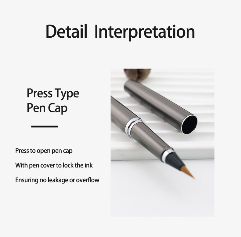 Grey Metal Calligraphy Brush Pen Fountain Pen Style Soft Tip Brush Pen
