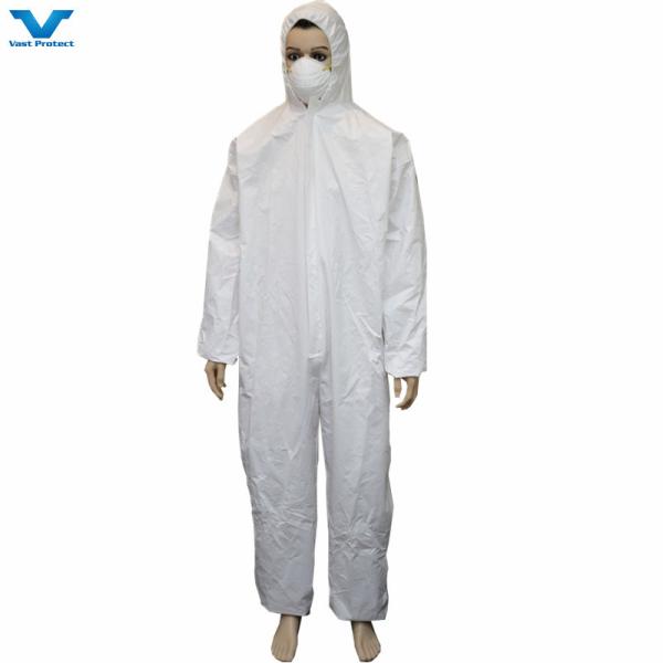 Cat 3 Type 5/6 Disposable Suit Waterproof and Hooded Coveralls for Safety