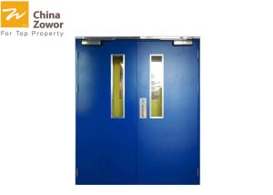 Quality BS/ UL Approved Blue Color Insulated Fire Door With Vision Panel For Commercial Buildings wholesale