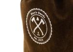Brown Color Double Drawstring Velvet Gift Pouch Round Bottom Silk Screen