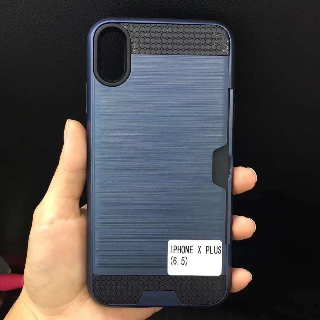 Colorful Metal Brushed with Side Card Pocket Function Protective Shell For IphoneXS IphoneXS MAX IphoneXR Iphone8 Plus