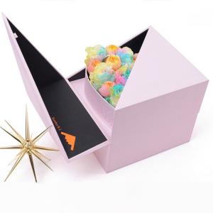 Quality Gift Flower Paper Box Custom Logo Magnetic Square Double Open Surprise Heart-shaped Luxury wholesale