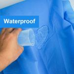 Blue Disposable Isolation Clothing , Waterproof SMS Disposable Isolation Gown