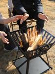 Outdoor Heating Trapezoid Metal Wood Burning Firepit Stove with BBQ and Picnic