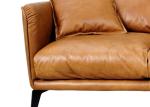 L210cm Full Grain Metal Leg Vintage Tan Leather Sofas With Eiderdown Cushion