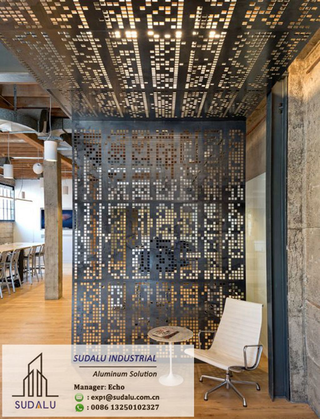 Aluminum Indoor Partition Laser Cut Screen Decoration Panel Powder Coated Perforated Sheet