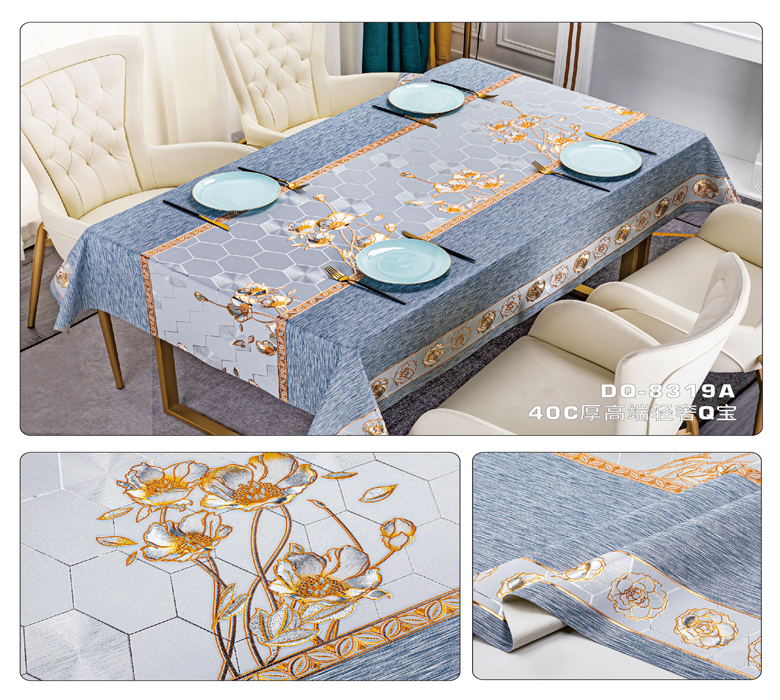 Printing Pattern Waterproof PVC Polyester Tablecloth Cover Roll for Rectangular Table