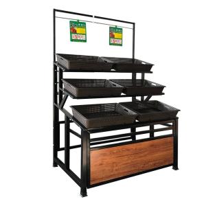 Quality 3 layers single side supermarket equipment vegetable racks wholesale