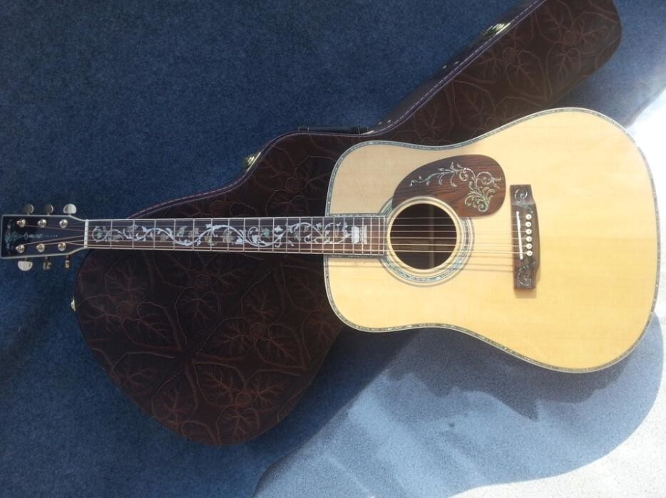 Deluxe acoustic guitar OEM acoustic electric guitar super deluxe abalone acoustic guitar AAA solid spruce