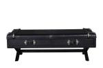 4 Drawers Side Coffee Table Vintage Retro Black Top Genuine Leather For Office