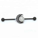 Wholesale body piercing jewelry black flower on fashion jewelry industrial bar