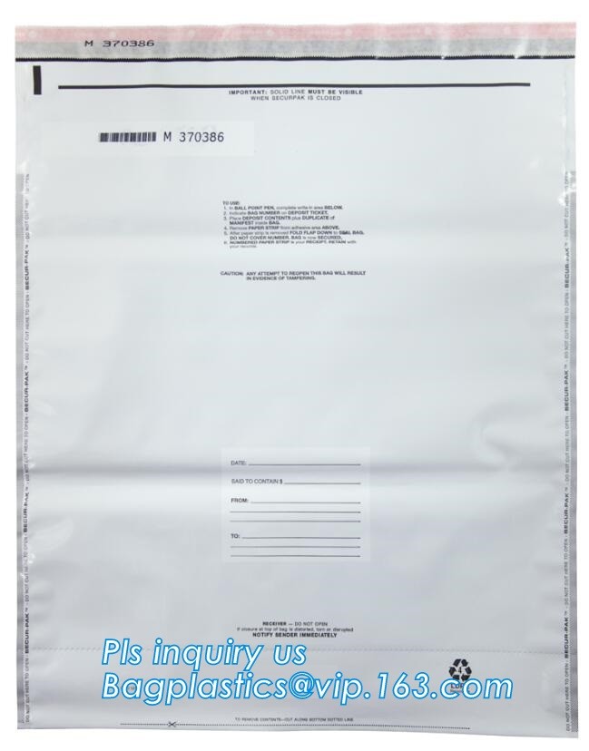Opaque Tamper Evident Sealing Plastic Bank Money Steb Security Bag / Custom Self Adhesive Plastic Courier Bag, bagease