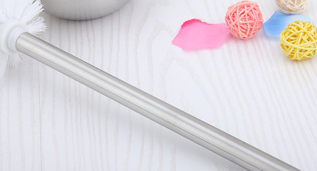 toilet brush with 304 stainless steel long handle Round Base Economy Strong Clean Toilet Brush Set