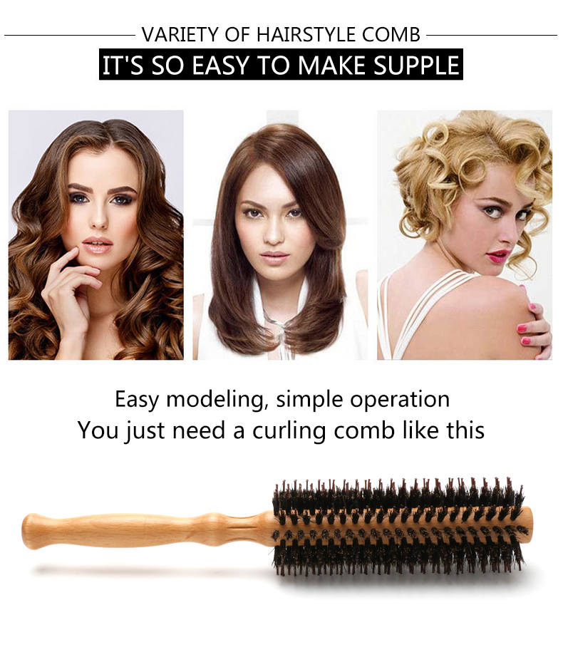 Long Handle Wooden Hair Brush For Curly Hair Ergonomic Design