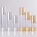Transparent Plastic Airless Cosmetic Packaging With Spray Pump Screw Up