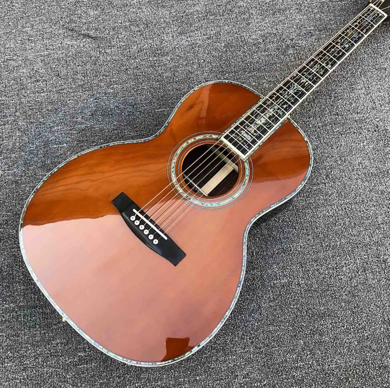 cedar top 00045 model acoustic guitar red pine 100% all real abalone acoustic electric guitar